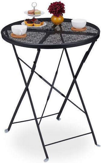 Metal Masa pentru spații exterioare mici Pliabil Negru 60.5x60.5x71.5buc