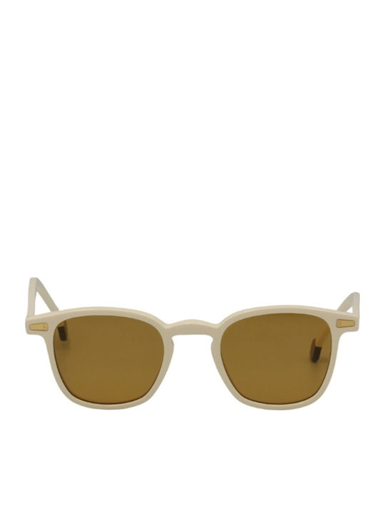 Kyme Sunglasses Beige with Acetate Frame & Brown Lens