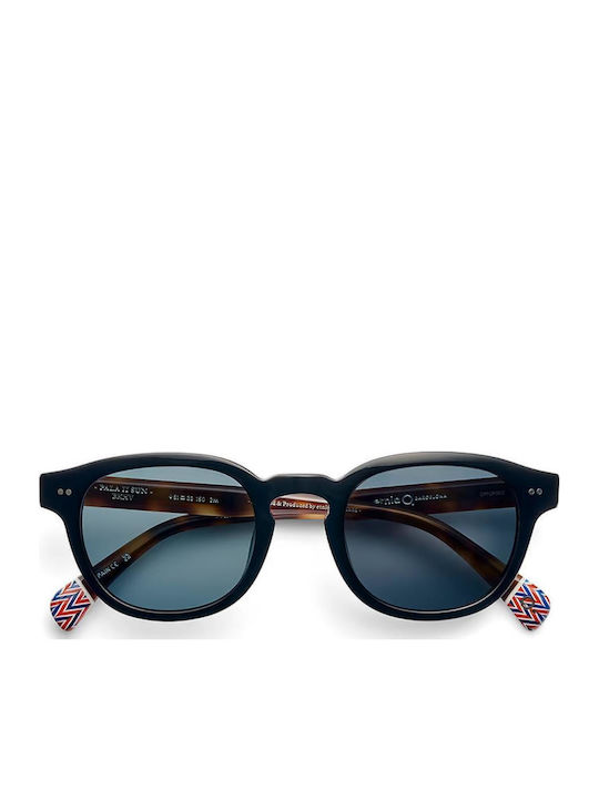 Etnia Barcelona Unisex Sunglasses with Black Tartaruga Horn-Rimmed Frame and Blue Polarized Lenses