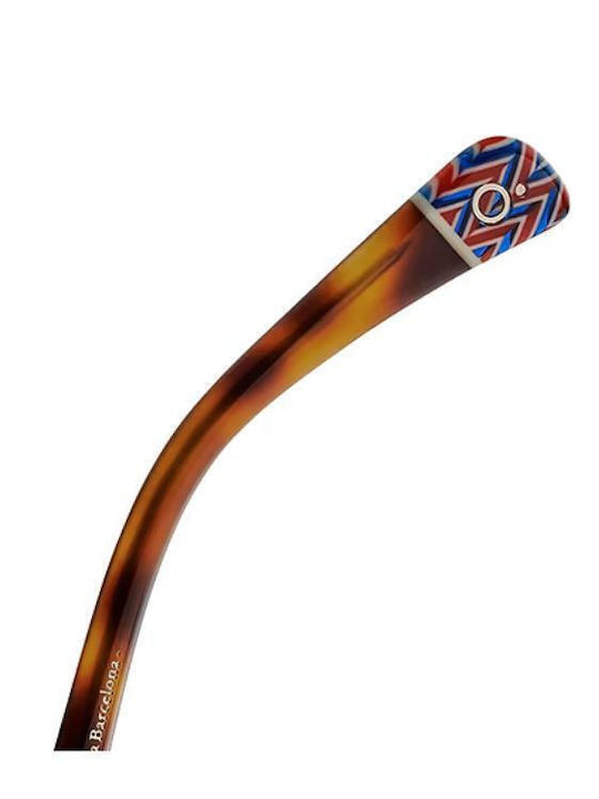 Etnia Barcelona Unisex Sunglasses with Black Tartaruga Horn-Rimmed Frame and Blue Polarized Lenses