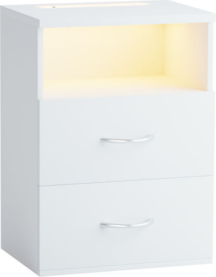 Wooden Bedside Table White 55x40x28cm