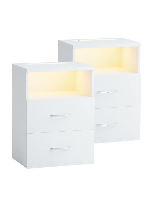 Noptiere Lemnoase Albe 2buc 28x55x40cm