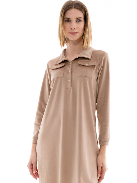 Pink Label Winter Velvet Women's Nightgown Skin