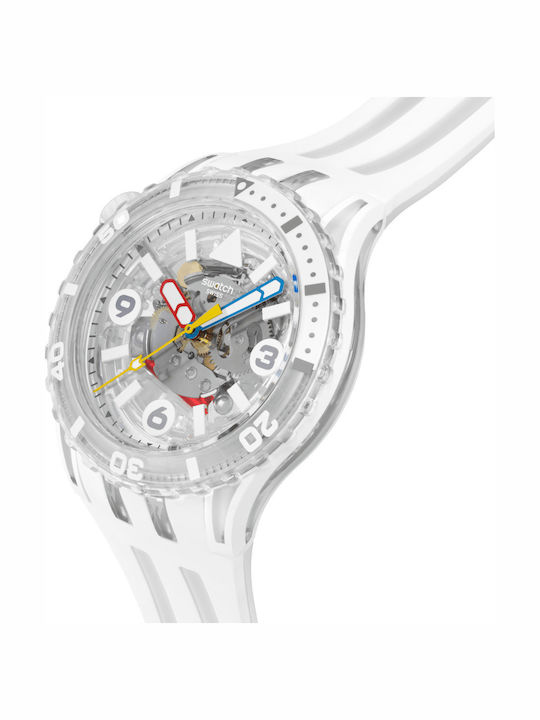 Swatch Swatch Γυναικείο Ρολόι 44mm Μπαταρίας με Λευκό Καουτσούκ Λουράκι
