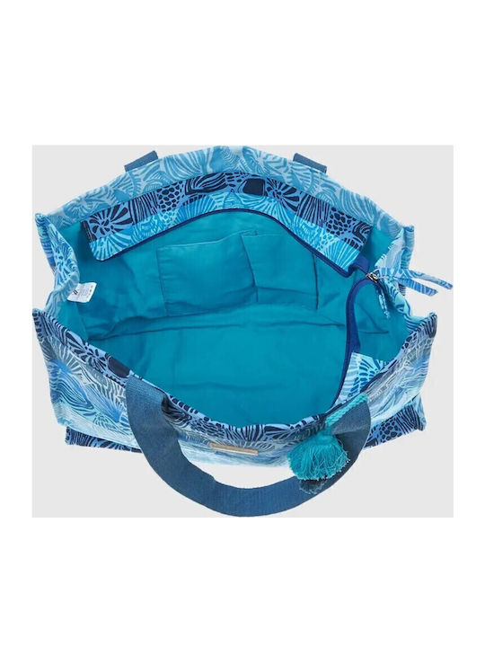 Verde Fabric Beach Bag Blue