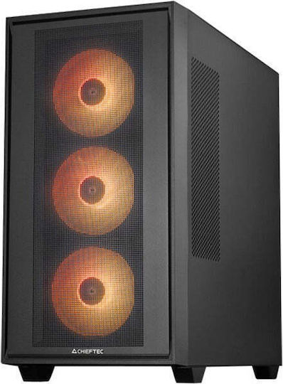 Chieftec Hunter 3 Gaming Midi Tower Computer Case with Side Window and ARGB Lighting Black