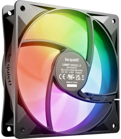 Be Quiet Light Wings LX Reverse Blade Case Fan 120mm 1500rpm with ARGB Lighting and 4-Pin PWM Connection