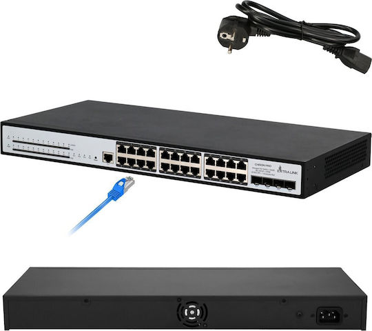 Extralink Chiron Pro Управление на L3 PoE+ Switch с 24 Портове Ethernet и 4 SFP Портове