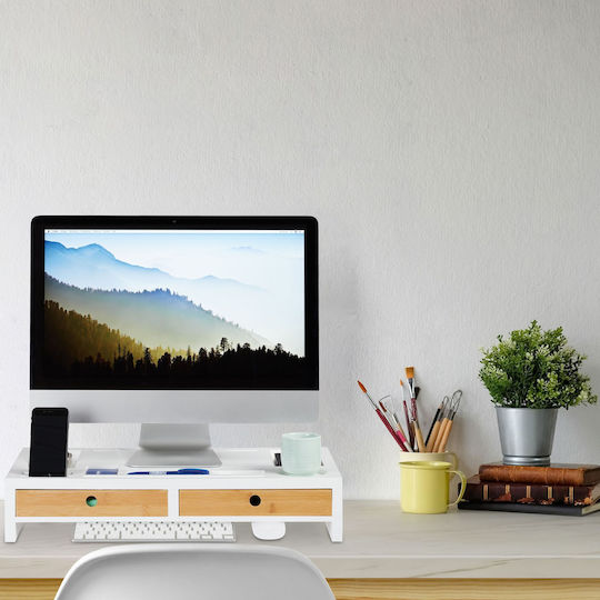Relaxdays Schreibtisch Halterung Monitor Weiß (10025710)