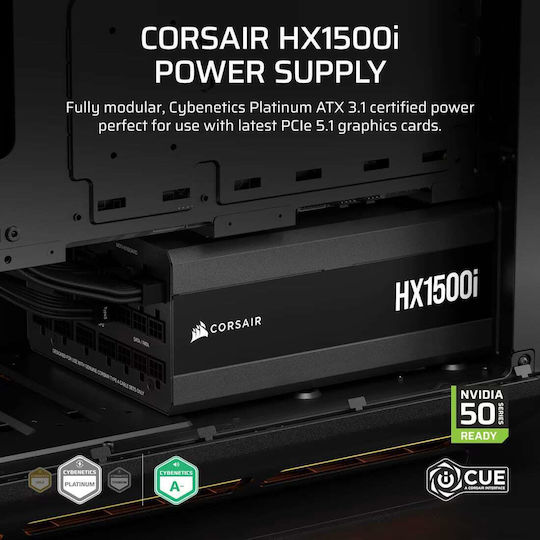 Corsair HXi Series (2025) HX1500i 1500W Black Computer Power Supply Full Modular 80 Plus Platinum