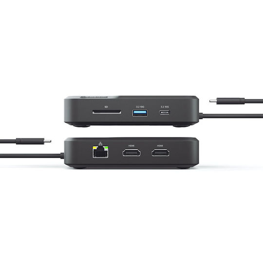 Alogic USB-C Docking Station με HDMI 4K PD Ethernet και σύνδεση 2 Οθονών Μαύρο (DUCH2)