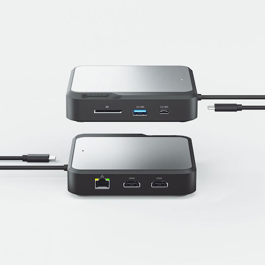 Alogic USB-C Docking Station με HDMI 4K PD Ethernet και σύνδεση 2 Οθονών Μαύρο (DUCH2)