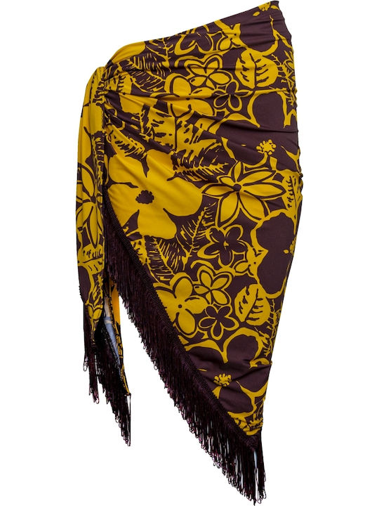 Παρεό Floral Yellow&brown Γυναικείο Παρεό Παραλίας