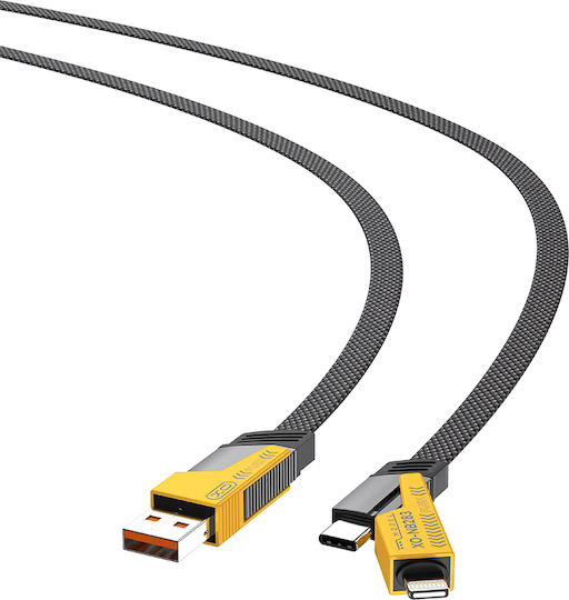 Cablexpert Braided / Flat Cablu USB la Lightning / Type-C cu mai multe porturi 3A Gri 1m