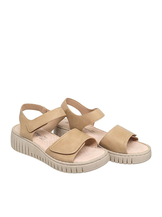 Women's Flat Sandals Flatforms in Beige Color