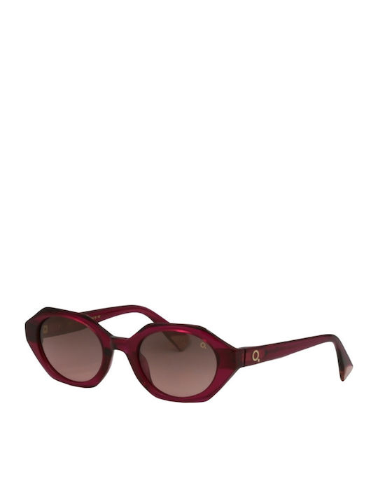Etnia Barcelona Women's Sunglasses with Red Horn-Rimmed Frame and Gradient Lenses