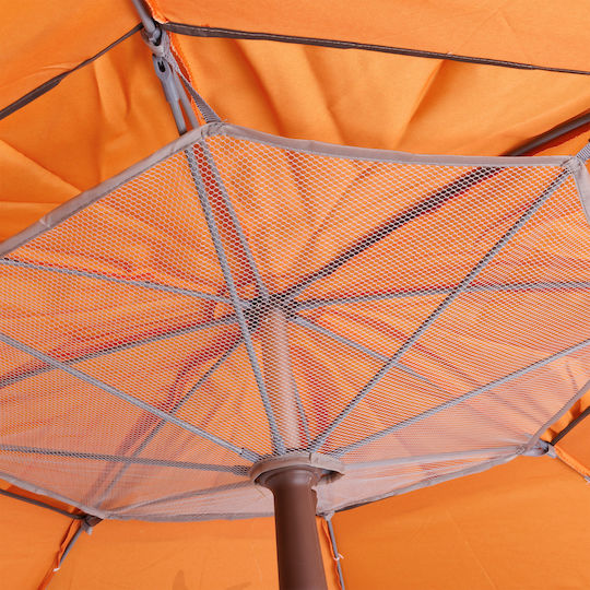 Escape Folding Beach Umbrella Aluminum Diameter 2.2m with UV Protection and Air Vent Orange