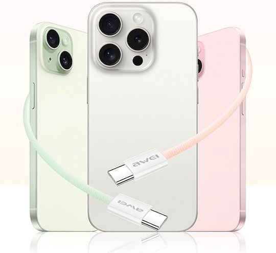 Awei CL-219T USB 2.0 Cable USB-C male - USB-C 60W Μαύρο 1m