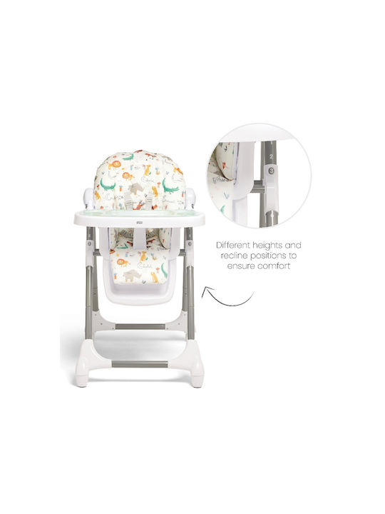 Mamas & Papas Snax Jungle Alphabet Αναδιπλούμενο Καρεκλάκι Φαγητού Λευκό