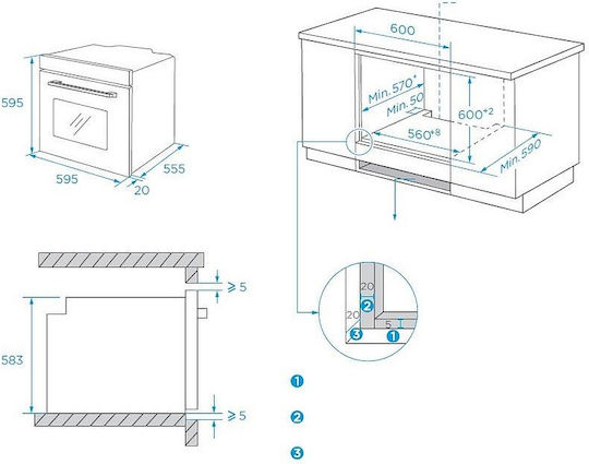 Crown Over Counter Oven 70lt W59.5cm.