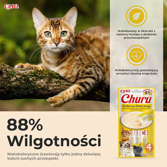 Inaba Churu Cat Treats with Chicken / Cheese with Chicken & Cheese for Adult Cats 1pc 56g