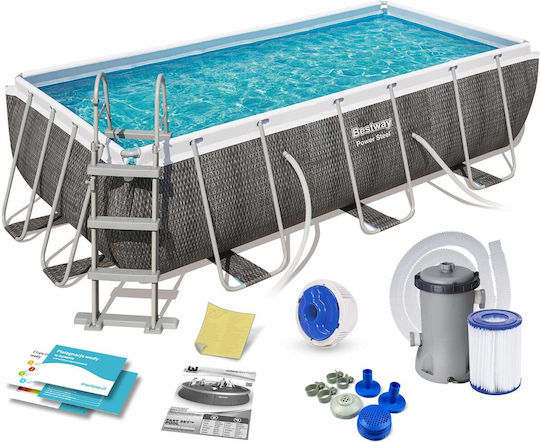 Bestway Piscină PVC 6478lt Cu Cadru Metalic 404x201x100cm Gri
