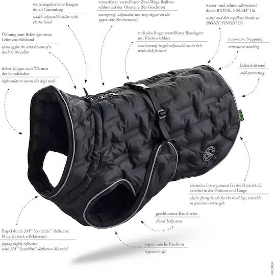 Hunter Haine pentru câini Negru cu Lungimea Spateului 55 cm