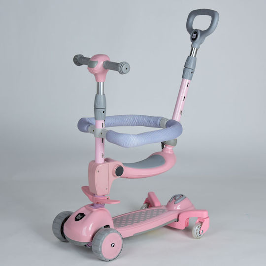 Homeone Kids Scooter 4-Wheel with Seat for 2+ Years Pink