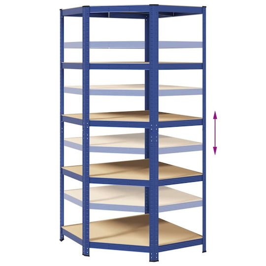 vidaXL Corner Dexion Shelf Galvanized 90x90x198cm with 5 Shelves Total Load Capacity 875kg