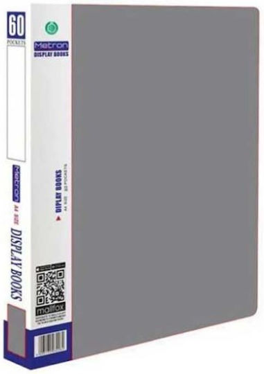 Metron Clipboard Flexible with 60 plastic sleeves Slides for Paper A4 Gray Positions 1pcs