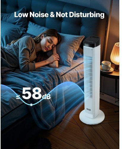 Vevor Vevor Turm Ventilator 60W mit Fernbedienung Weiß