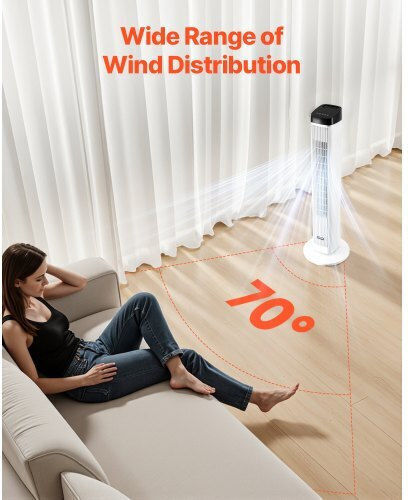 Vevor Vevor Turm Ventilator 60W mit Fernbedienung Weiß