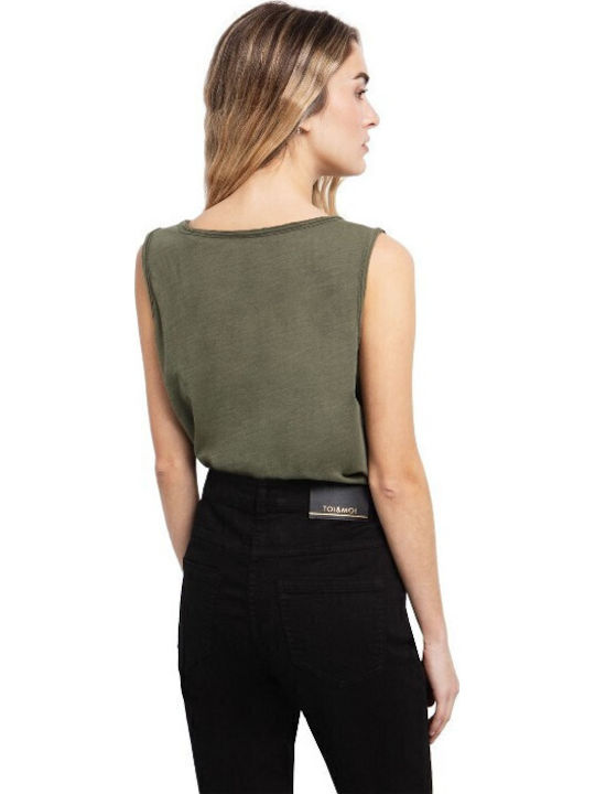Women's Blouse Cotton with Straps Khaki