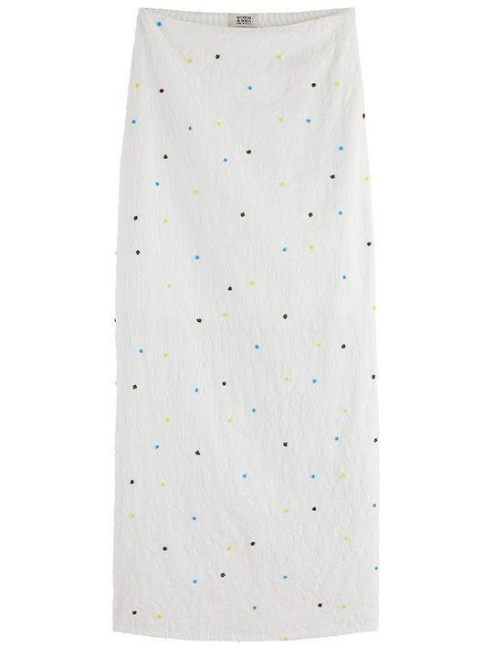 High-waisted Midi Skirt Polka Dot White