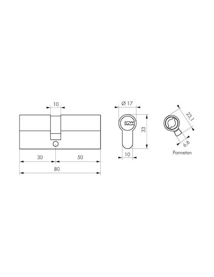 Thirard Lock Cylinder Security 80mm (30-50) with 5 Keys