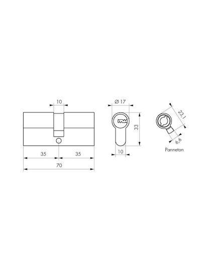 Thirard Lock Cylinder Security 70mm (35-35) with 5 Keys