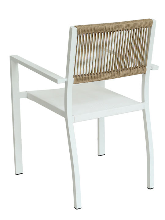 Outdoor Armchair Rattan Horus White/Brown 56x58x83cm