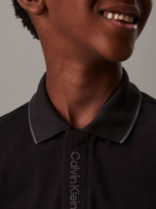 Kids' Polo Short Sleeve Black Logo