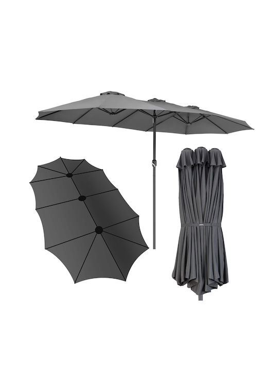 Metallisch Grauer Garten- und Terrassen-Sonnenschirm 4.6x2.7m