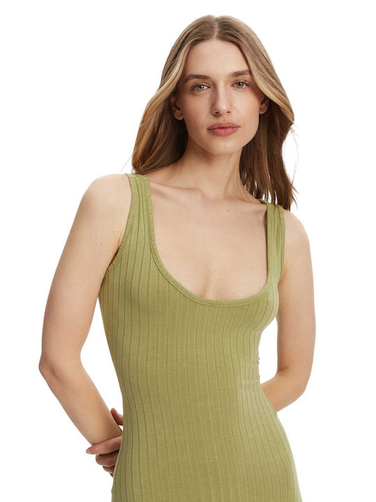 Summer Midi Knitted Dress Avo Green