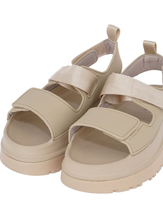Women's Flat Sandals Flatforms in Beige Color