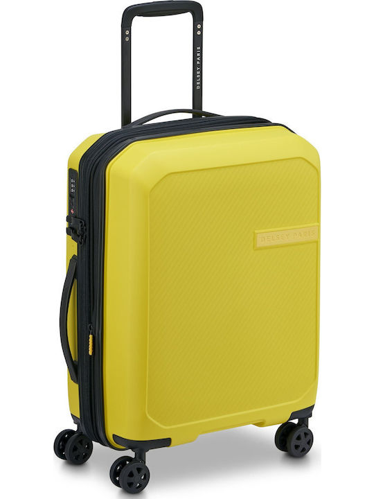 Delsey Slim Expandable Cabin Travel Suitcase Hard Bright Yellow with 4 Wheels Height 55cm 310580345