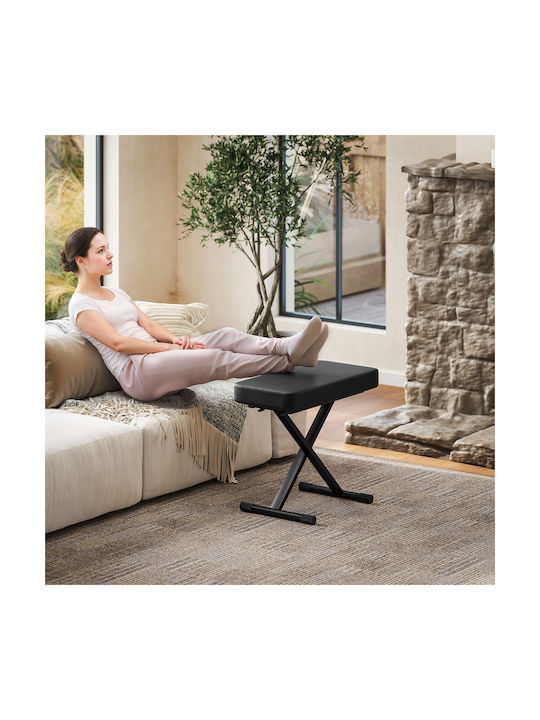 Stool For Living Room Collapsible with Adjustable Height Black 60x32x53-63cm