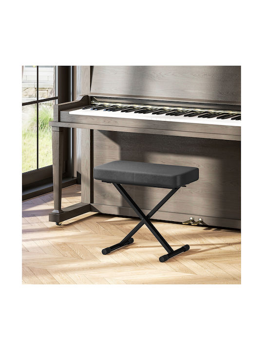Stool For Living Room Collapsible with Adjustable Height Black 60x32x53-63cm