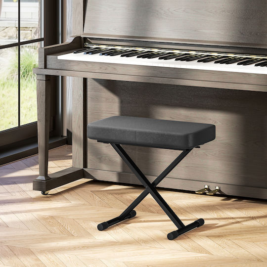 Stool For Living Room Collapsible with Adjustable Height Black 60x32x53-63cm