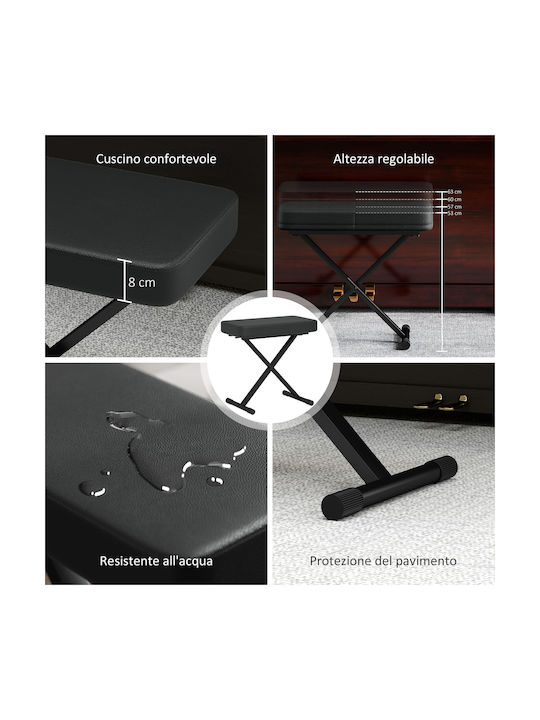 Stool For Living Room Collapsible with Adjustable Height Black 60x32x53-63cm