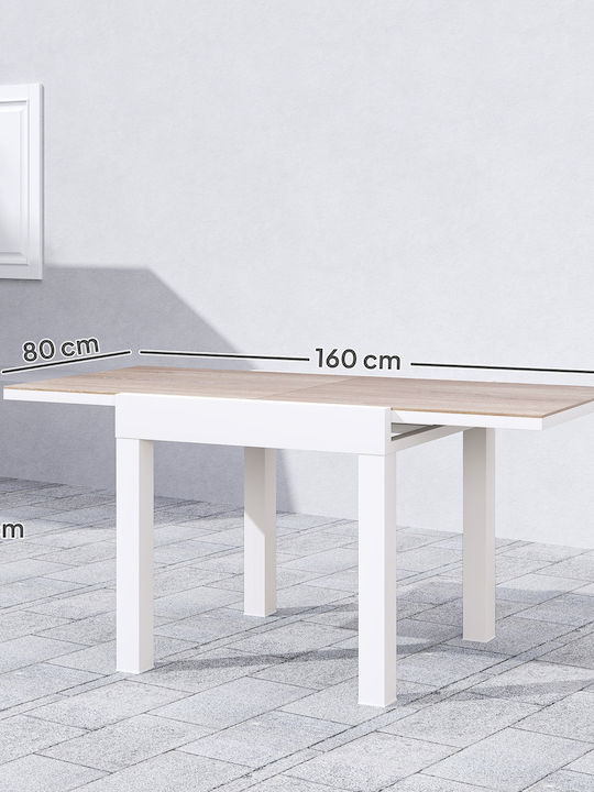 Tisch Ausziehbar White 160x80x75cm