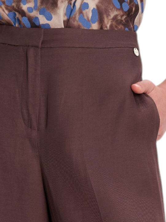 Women's Fabric Trousers Straight Line Chocolate