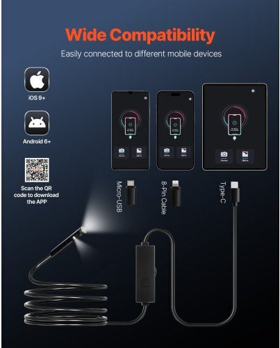 Vevor Endoskopkamera mit Kabel 3m