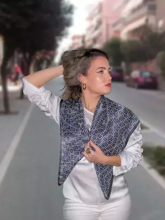Kalfas Luxury Silk Γυναικείο Μεταξωτό Φουλάρι Μαύρο